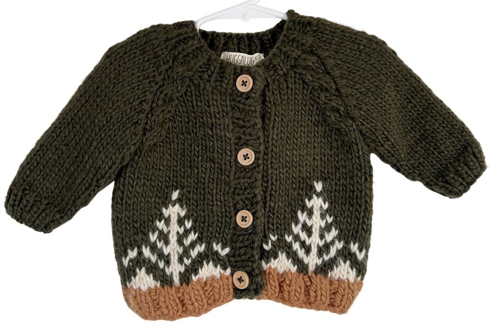 New Huggalugs Forest Loden Cardigan Sweater Knit Green Baby - 6 12 Months